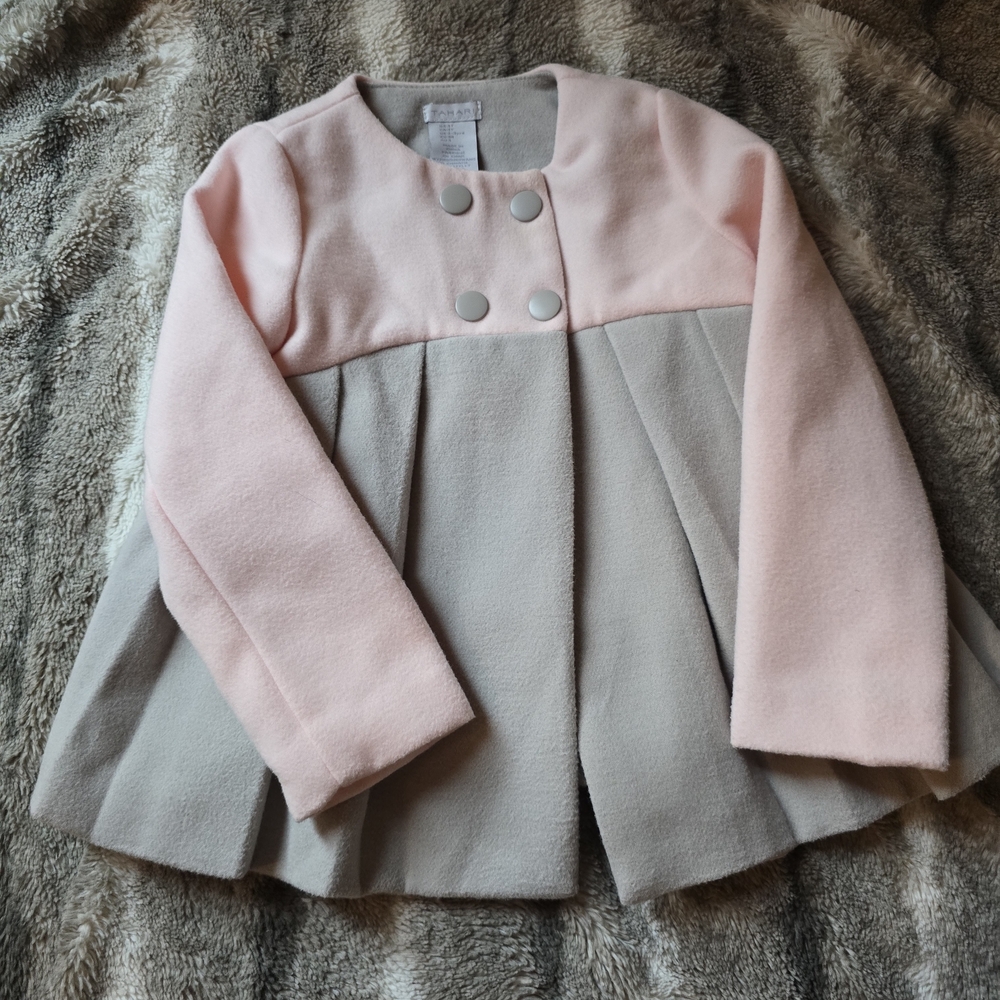 Tahari Kids Pea Coat in Soft Pink and Gray